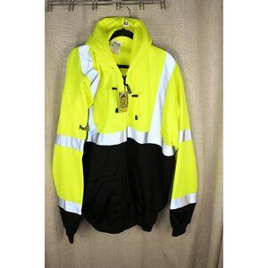 OCCUNOMIX Hooded Sweatshirt: ANSI Class 5 XL, Hoodie Sweatshirt, Yellow, 2 Pocke